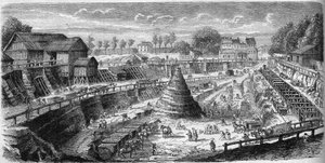 Works executed at Menilmontant to dig the large reservoir of the waters of the Dhuis which will serve to supply Paris with drinking water by French School
