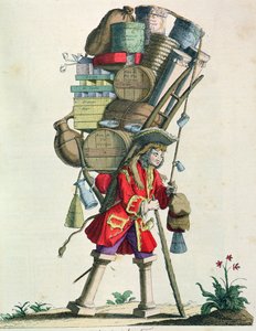 Travelling Spice, Liquor and Remedy Seller in 1721, from Costumes de Paris a Travers les Siecles, published 1887