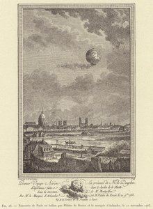 Crossing of Paris in a balloon by Pilatre de Rozier and the Marquis d