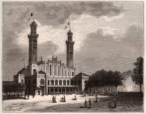 Trocadero in Paris - engraving in La France illustree: geographie, histoire, administration statistique by V.A. Malt-Brown. 1884