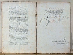 Two pages from the statutes of the French Academy, 1635