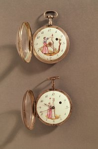 Two pocket watches with Revolutionary symbols
