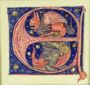 Two winged grotesques