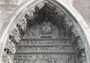 Tympanum from the left portal of the north transept depicting the Last Judgement