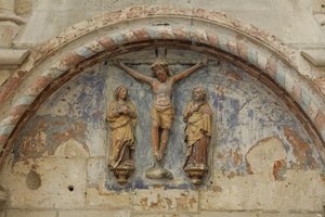Tympanum with Crucifixion Scene by French School