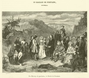 A Puritan Marriage (engraving) by French School