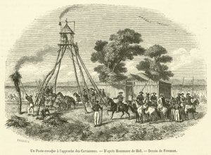 A Cossack Post at the Approach of the Circassians (engraving) by French School