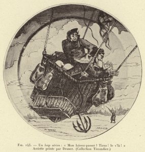 An Aerial Wolf: "My Pass? Here it is!" Plate Painted by Draner