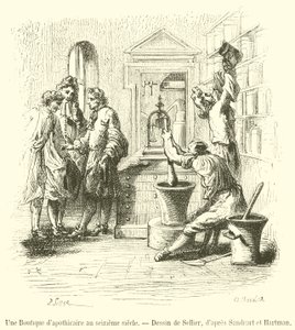 An Apothecary Shop in the 16th Century (engraving)