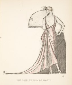 An Evening Dress by Worth, from a Collection of Fashion Plates