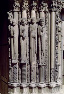 Unknown figure, King Solomon, the Queen of Sheba and King David, jamb figures from the Royal Portal, 1140-55