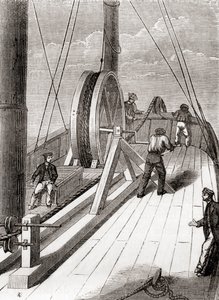 Unwinding the Dover to Calais Submarine Cable Aboard the Blazer, 25 December 1851