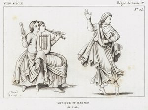 8th Century, Reign of Louis I, Music and Dances (engraving)