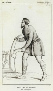 7th Century, Various Reigns, Costume of the People, A Farmer (engraving) by French School