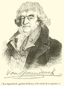 Van Spaendonck, Flower Painter, and Facsimile of His Signature (engraving) by French School