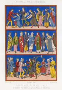 Various costumes of 12th and 13th century France