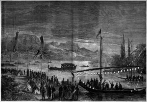 Venetian feast on Lake Annecy on the occasion of the visit of Napoleon III and the Empress Eugenie de Montijo. Annecy, Haute Savoie (74) by French School