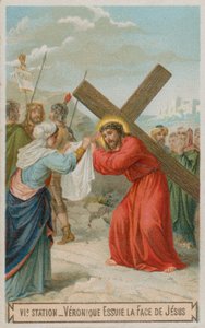 Veronica wipes the face of Jesus (The sixth Station of the Cross) by French School