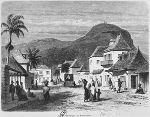 View of Port Louis, Rue Desforges, Mauritius, 1861 by French School