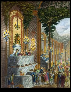 View of the Interior in one of the rooms of the Place de Louis le Grand, View of the entrance to the Salon (detail) by French School