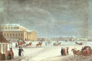View of the Square and the Grand Theatre, St Petersburg by French School