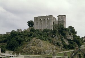 View of the Tour de Talbot and keep of the castle by French School