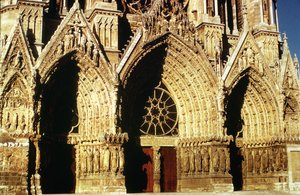 View of the West Front portals, begun in 1231 and completed in 1430 by French School