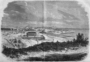 View of the city of Biarritz, Pyrenees Atlantic (64) in 1858. Engraving in “Le Monde Illustré” n°75 of 18 September 1858. by French School