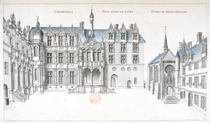 View of the courtyard and chapel at Chantilly by French School