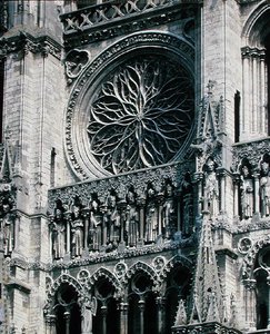 View of the Rose Window on the West Facade, 1225-30 by French School