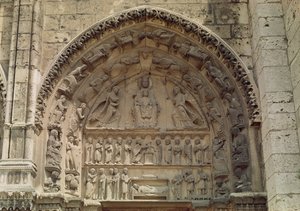 View of the tympanum depicting the Madonna and Child Enthroned, South Door of the Royal Portal
