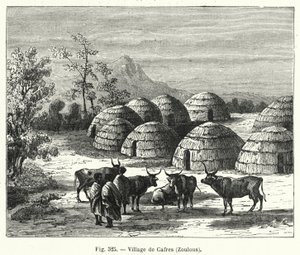 Village of Kaffirs, Zulus by French School