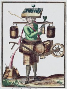 Vinegar manufacturer, colored engraving, France by French School
