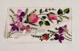 Vintage French postcard with floral decorations