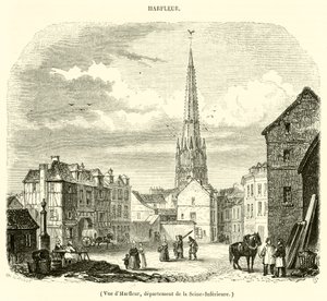 View of Harfleur, Department of Seine-Inferieure (engraving)