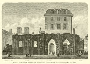 View of the ruins of the Hotel-Dieu after the fire of 1772; after a drawing of the time communicated by Baron Pichon