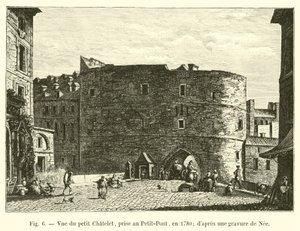 View of the Petit Chatelet, taken from Petit-Pont, in 1780; after an engraving by Nee by French School