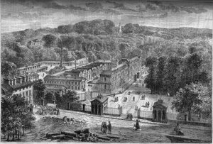 External view of the imperial porcelain factory of Sevres, built in the park of Saint Cloud according to the plans of the architect Laudin