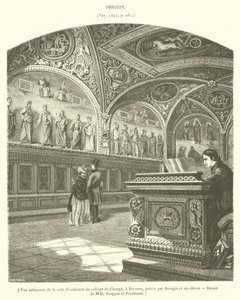 Interior View of the Audience Hall of the College of Change in Perugia (engraving) by French School