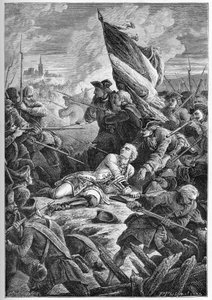 War of the Polish Succession - The Death of Louis Robert Hippolyte de Brehan, Count of Plelo before Dantzig, May 27 by French School