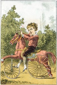 When playing the horse we say U U U U U U U U DA DA - in “Alphabet des petits savants”, late 19th century (chromolithograph) by French School