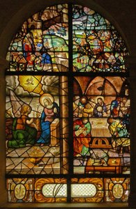 Window Charnier-12 Depicting Melchisedek, Annunciation, Last Supper by French School