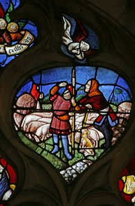 Window Depicting Annunciation to the Shepherds (stained glass) by French School