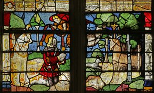 Window depicting Saint Hubert and the Stag by French School