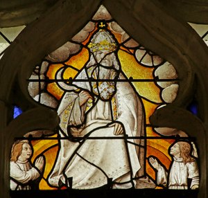 Window Depicting a Scene from the Book of Revelation: God with Sickle by French School