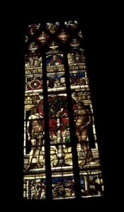 Window depicting the Temptation of Adam and Eve by French School