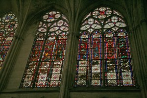 Window depicting the north side of the choir with the clerestory band stained glass windows