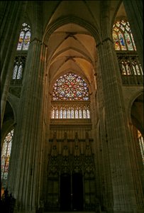 Window depicting the south transept by French School