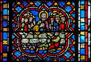 Window s2-L depicting the Last Supper by French School