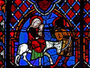 Window depicting the Flight into Egypt by French School